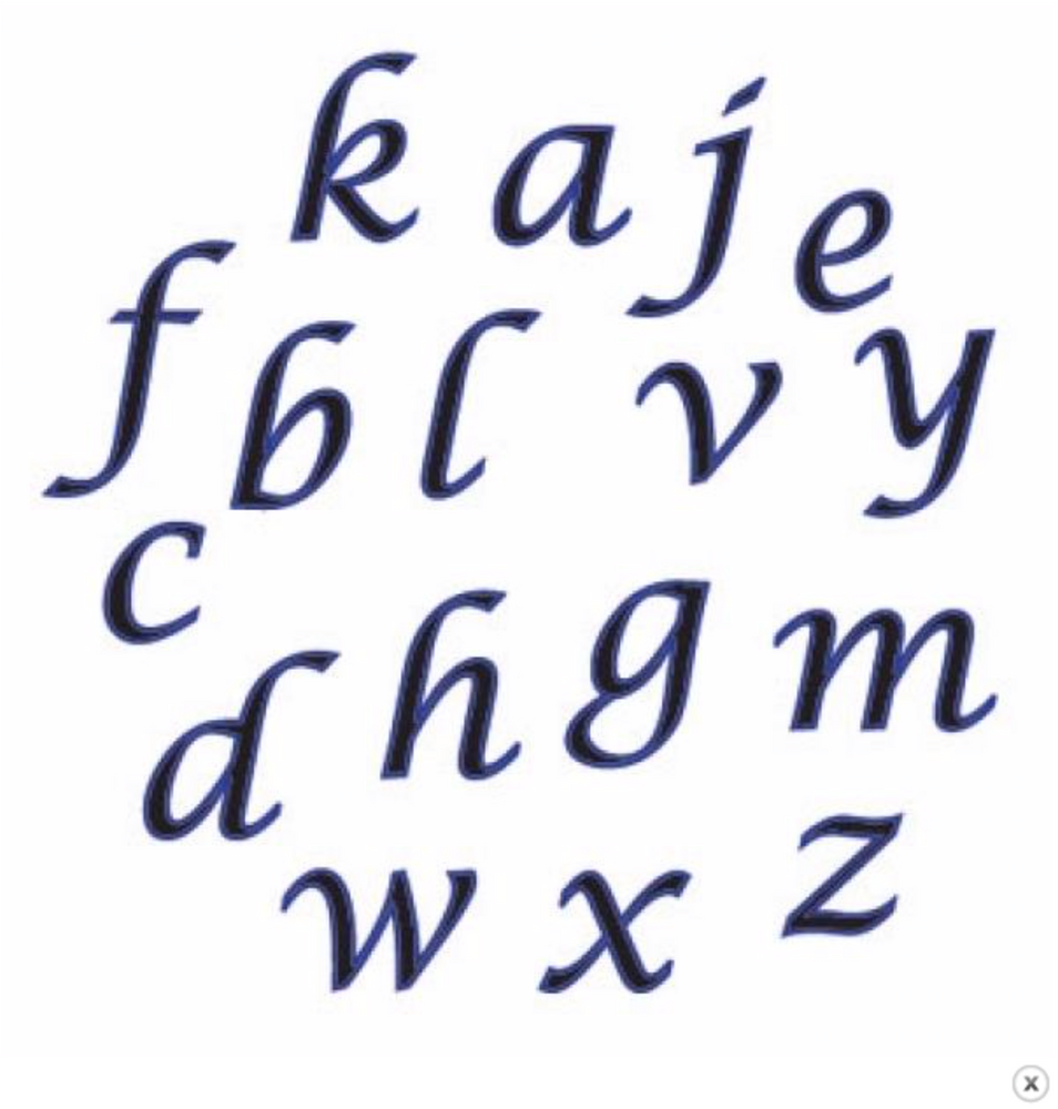 FMM Script Alphabet Tappits - Lower Case