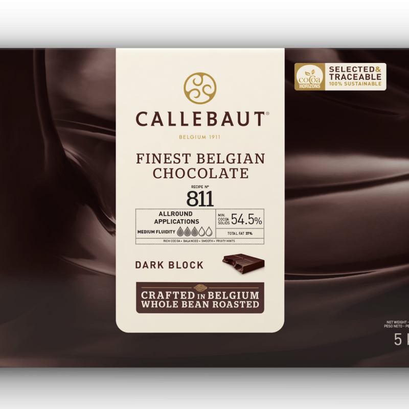 Callebaut Dark Chocolate Block — Recipe N° 811 | 54.5% Cocoa | 5KG