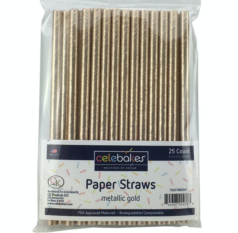 Metallic Gold Paper Straws