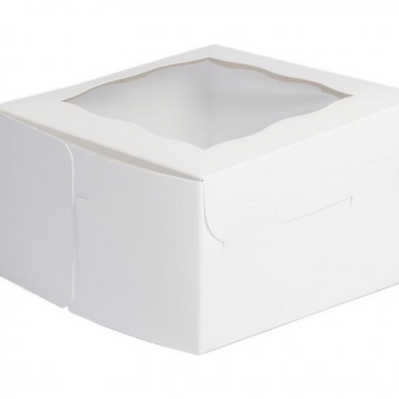 White window Box 7 x 7 x 4 Inch  - fits 4 Cupcakes