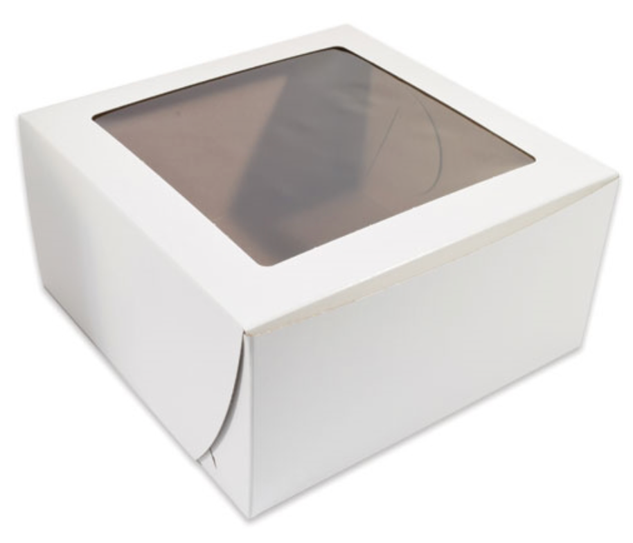 White window Box 10 x 10 x 5 Inch - fits 6 Cupcakes or 12 mini cupcakes