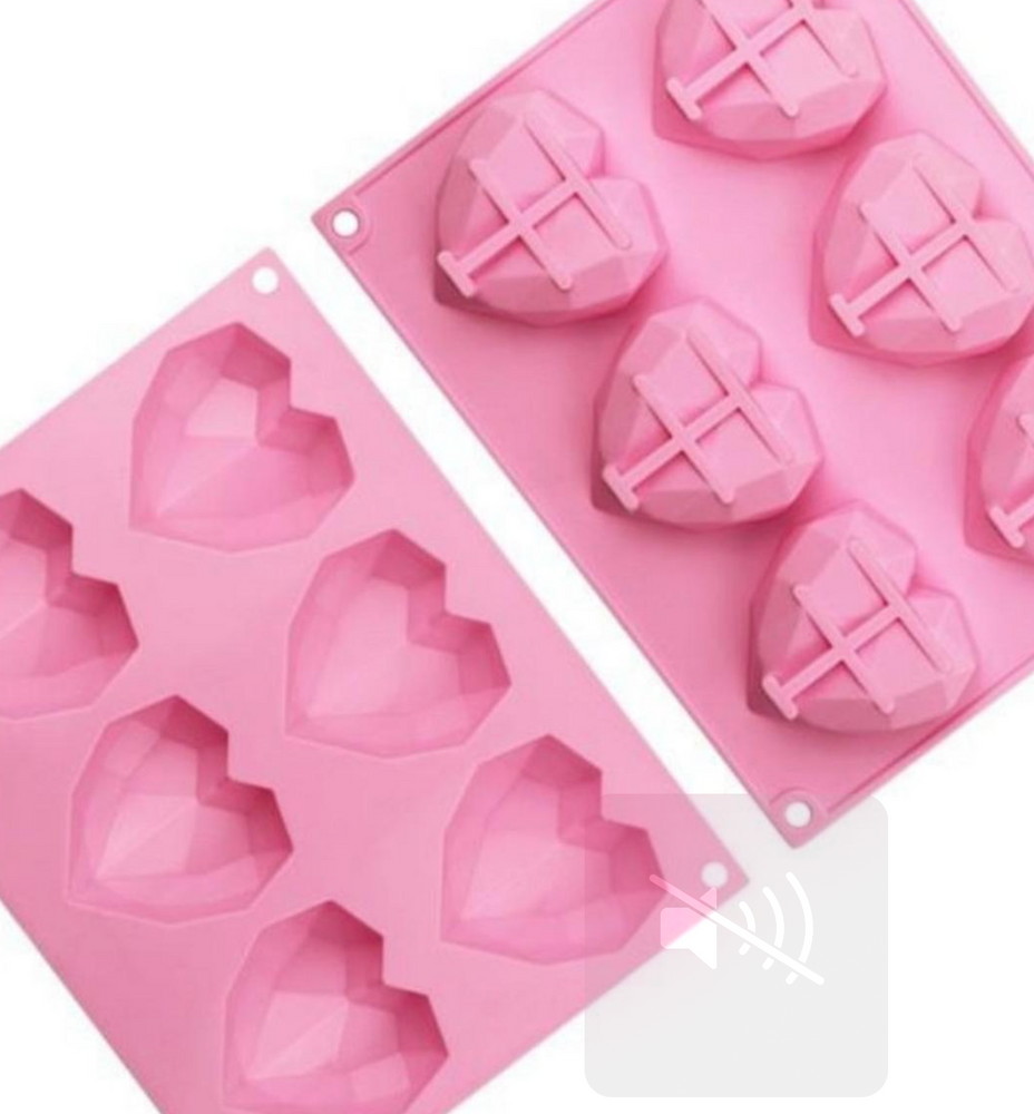 Geometric 3D heart shaped silicone mold