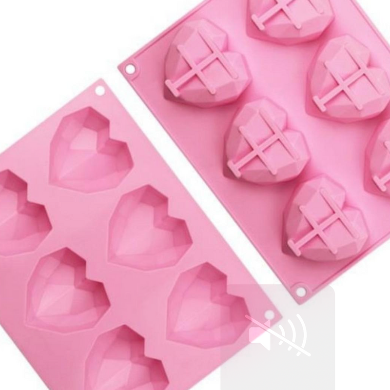 Geometric 3D heart shaped silicone mold