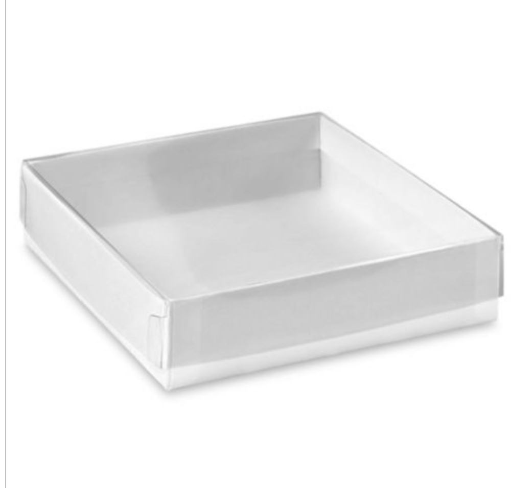 Clear Lid Boxes with White Base - 4 x 4 x 1"