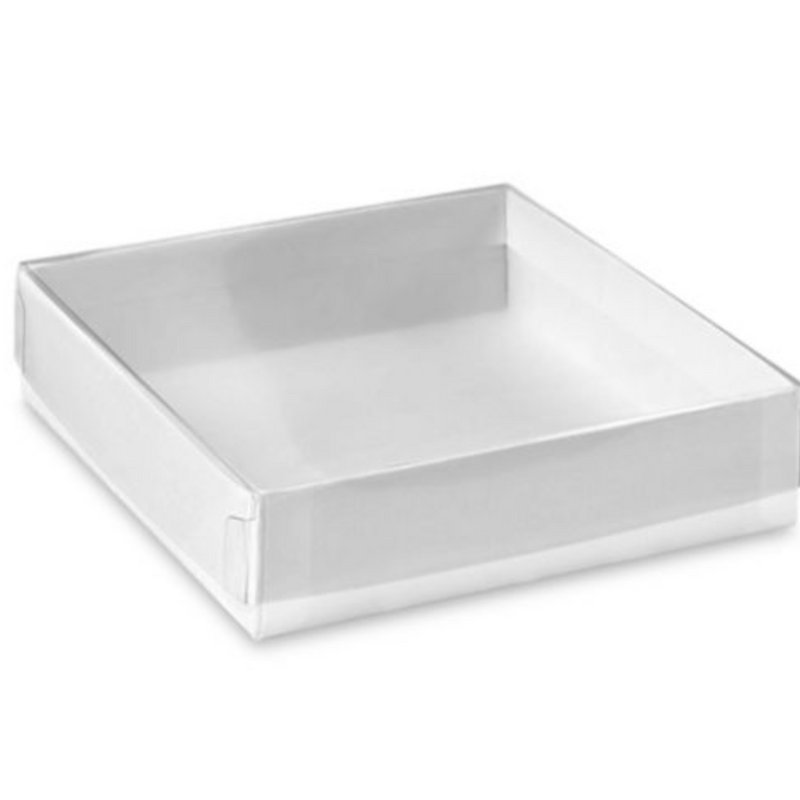 Clear Lid Boxes with White Base - 4 x 4 x 1"