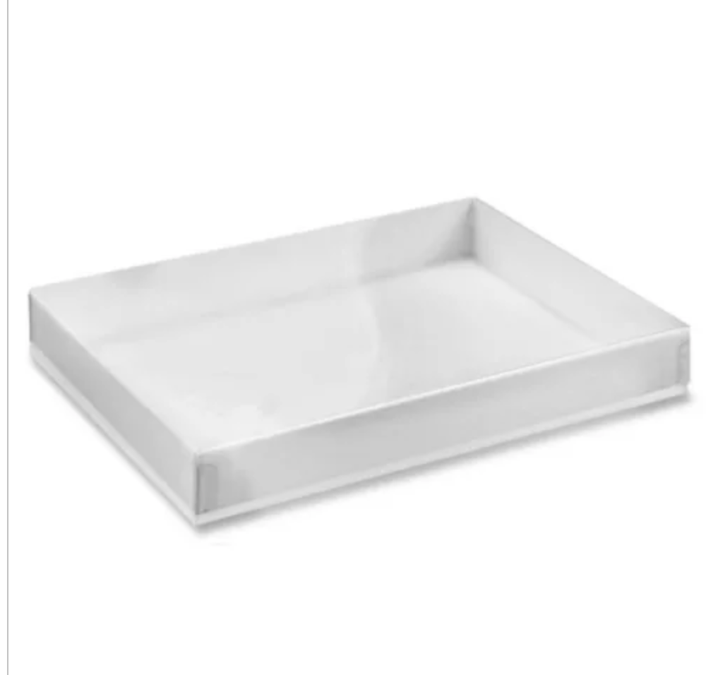 Clear Lid Boxes with White Base -7 3/8 x 5 3/8 x 1"