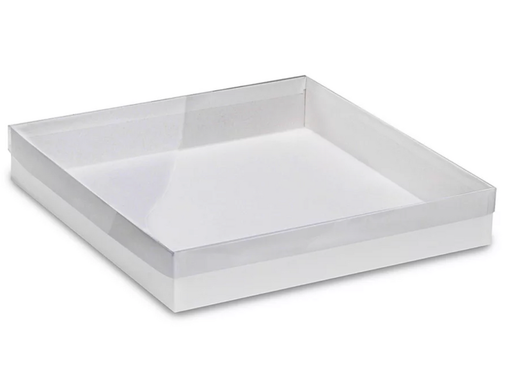 Clear Lid Boxes with White Base - 12 x 12 x 2"
