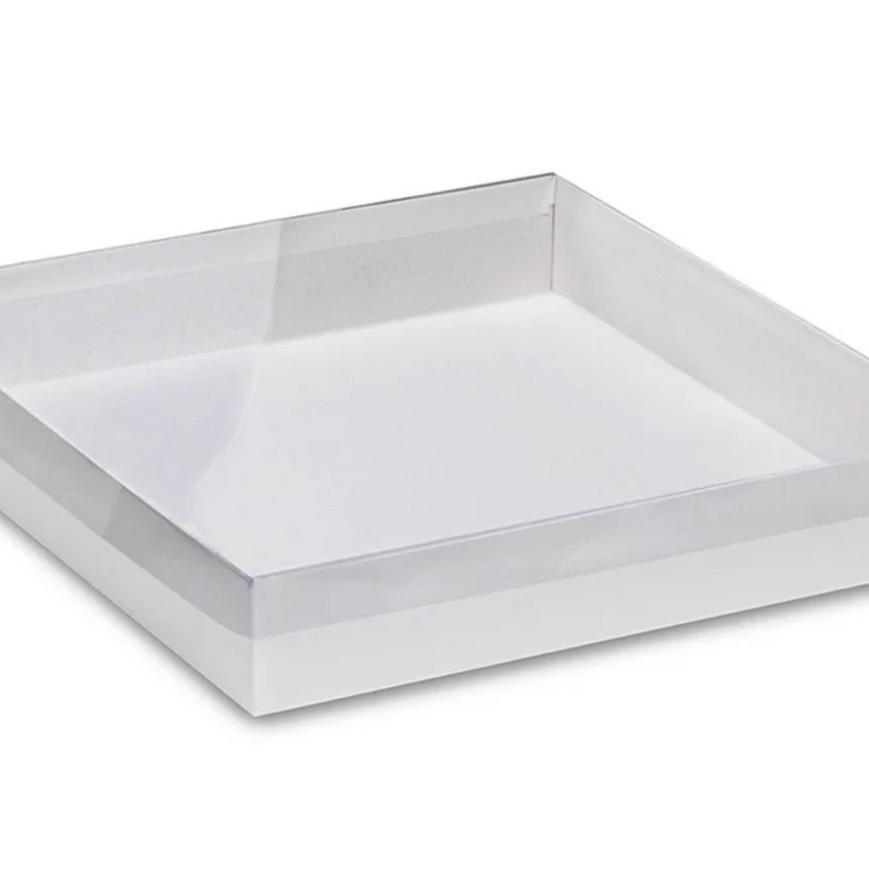 Clear Lid Boxes with White Base - 12 x 12 x 2"