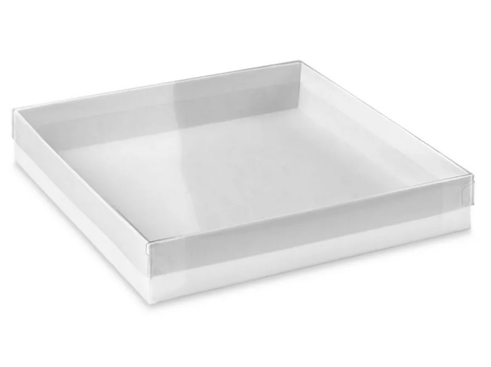 Clear Lid Boxes with White Base - 6 x 6 x 1"