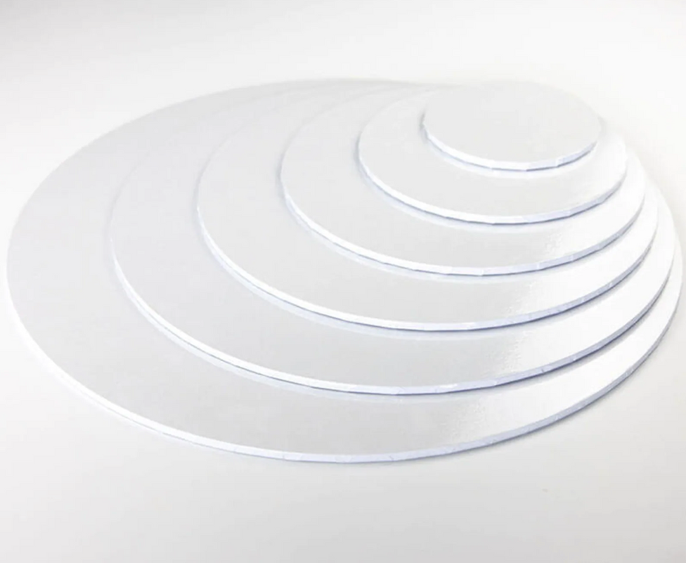 Single White Round Cake Boards - 1/4 " thick
