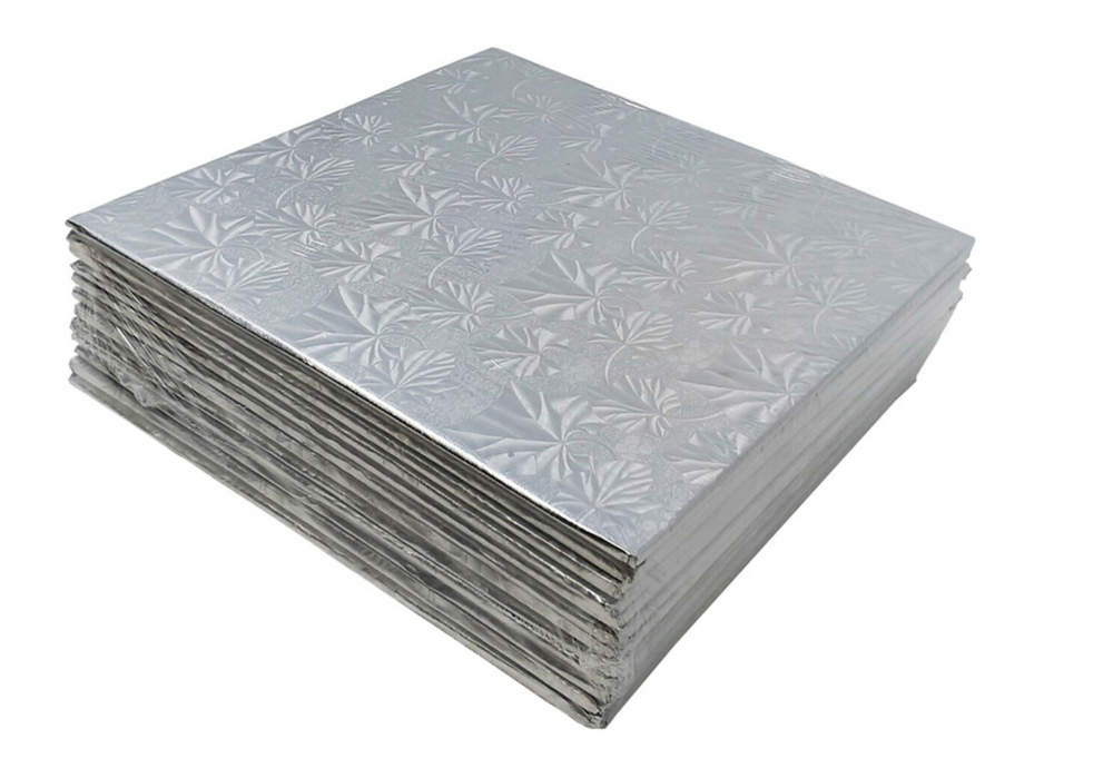 Bulk Silver Square 1/4 " thick Cake Boards - pack of 12