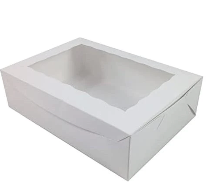 White window Box 14 x 10 x 4 Inch  - fits 12 Cupcakes or 24 mini cupcakes