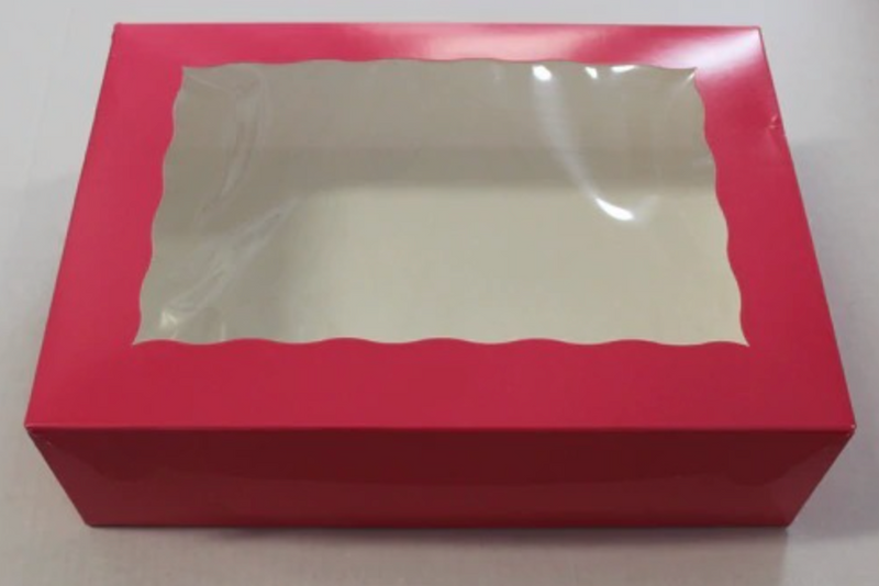 Pink window Box 14 x 10 x 4 Inch  - fits 12 Cupcakes or 24 mini cupcakes